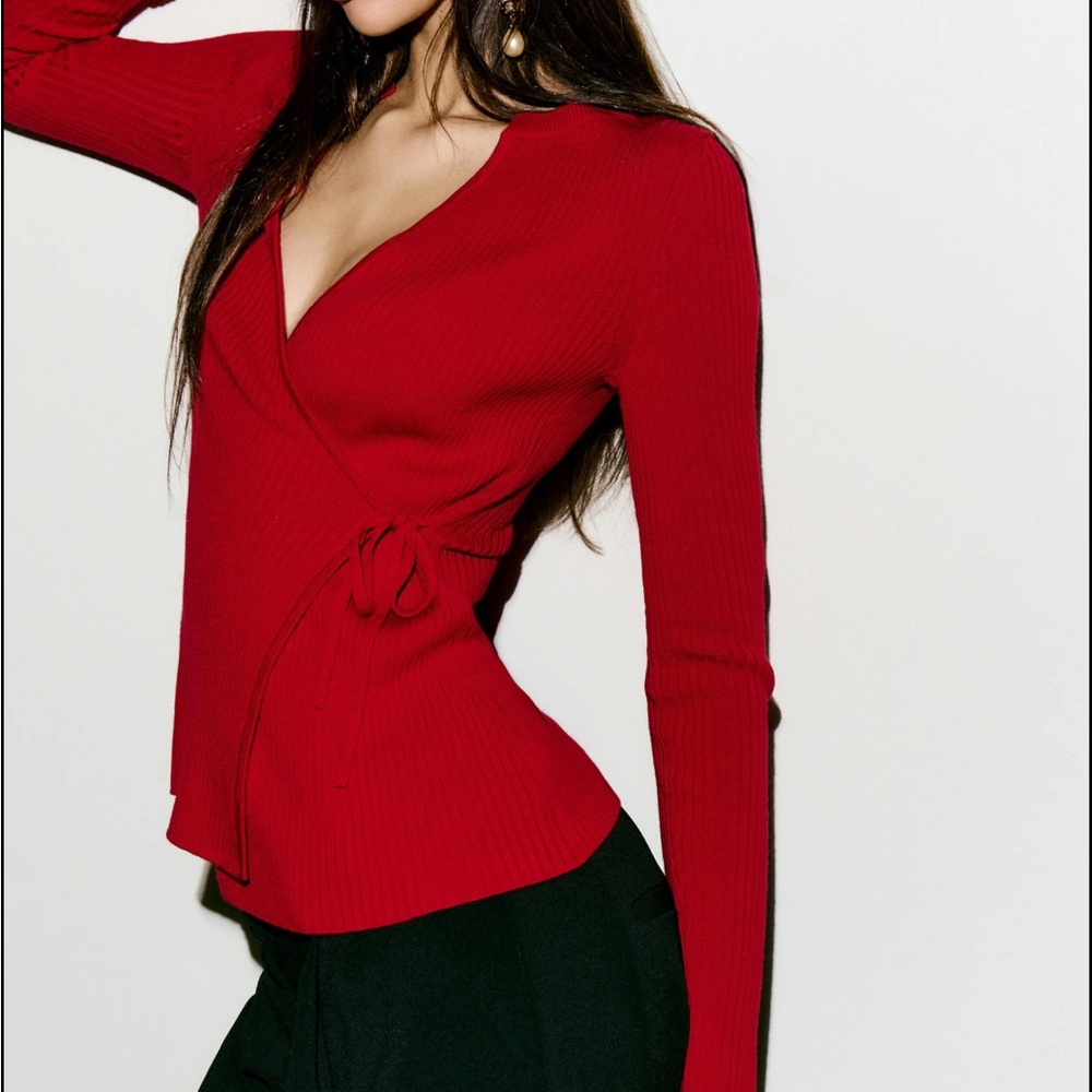 Reformation Caroline Regenerative Merino Wrap Sweater